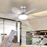 Ventilateur de plafond LED moderne et portable de 20 pouces à 5 pales avec télécommande, intensité variable, 3 vitesses, douille E26/E27/B22, corps en aluminium, branchement direct