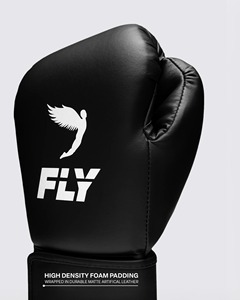 นวมชกมวย Fly Boxing คุณภาพพรีเมียม สีดำ หนังแท้ น้ำหนักเบา กันน้ำ สำหรับฝึกซ้อมและแข่งขัน MMA มวยไทย - Product Image 6