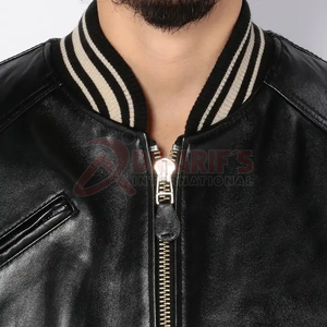 Chaqueta universitaria de invierno negra con logotipo bordado de alta calidad de fabricante OEM chaqueta universitaria de béisbol personalizada Letterman - Product Image 5