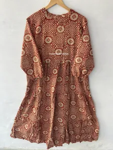Robe longue décontractée en coton pour femmes, imprimé paisley, style indien doux, tissu naturel, confortable à porter, prix de gros - Product Image 2