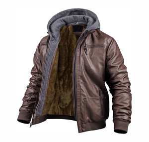 Vestes en cuir mince de qualité professionnelle avec capuche amovible 100% personnalisation OEM ODM Service processus de revêtement de tissu de toile - Product Image 2