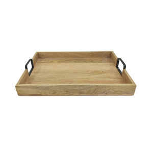 Plateau de service couleur noire métal rectangulaire avec support doré ustensiles de cuisine maison et mariage nourriture et boisson plateau de service fait à la main - Product Image 3