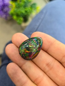 Cabujón de ópalo negro etíope natural. Pieza de alta calidad. 13,60 Cts Total. Cabujón de ópalo de calidad de clase mundial - Product Image 3