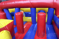 Parcours d'obstacles gonflable géant sur mesure avec toboggan combiné, piscine, mur d'obstacles et toboggans à double voie pour jeux aquatiques