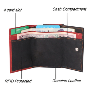 Nueva llegada monedero de cuero de vaca de lujo tarjetero para mujer monedero corto con cierre de botón de cuero real - Product Image 4