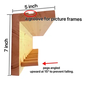 Estante de Almacenamiento de Béisbol/Sóftbol de Pared de 2 Niveles YEEYAYA, Estante de Madera Hecho a Mano para 11 Bates, 6 Pelotas y Exhibición de Trofeos - Product Image 3