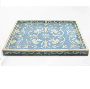 Plateau de service pour l'eau potable lors de mariages et de réceptions, finition en incrustation d'os, plateau de service arrondi, serveur de dîner, articles de traiteur - Product Image 3