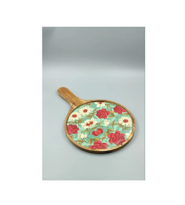 Plateau de service à pizza en bois imprimé ou moule à pizza pour ustensiles de cuisine Outils à pizza de couleur marron de forme ronde - Product Image 1