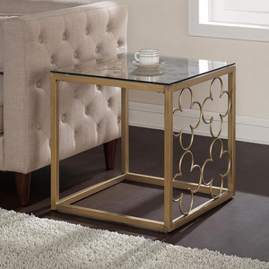 Nouveau dessus en verre de table imbriqué en métal plaqué or pour l'hôtel et la maison meubles faits à la main salon tabouret latéral vente chaude - Product Image 4