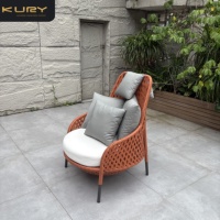 Ensemble de mobilier d'extérieur professionnel en aluminium et corde, chaise de balcon étanche en métal, table et chaises de jardin pour hôtel