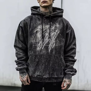 เสื้อฮู้ดผ้าคอตตอนสำหรับผู้ชายเสื้อมีฮู้ดสไตล์สตรีทแวร์เสื้อมี100% ซักแบบสวมโลโก้ตามสั่ง - Product Image 2