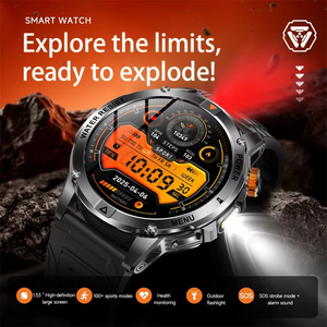 Montre connectée pour homme AK93, écran HD de 1,53 pouce, étanche IP67, moniteur de fréquence cardiaque, appel Bluetooth, lampe de poche, montre de sport - Product Image 4