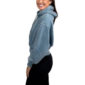 Best Selling Premium Quality Acid Wash Hoodie For Women Customized Your Own Logo Solid Color Acid Wash Women's <b>hoodies</b> - Product Image 2