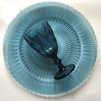 Plat de Présentation en Verre Nervuré Coloré 33 cm (13 pouces) En Stock, avec Service de Gobelets pour Mariages, Événements et Fêtes
