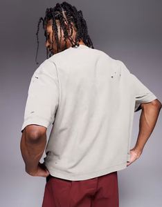 Vintage Heavyweight Distressed Boxy T-shirt for Men Custom DTG Printed 100% Cotton Acid Wash Loose Fit Drop shoulder Men T-Shirt - Product Image 3