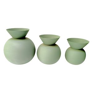 Jarrón Decorativo Geométrico Verde Salvia de Lujo, Maceta de Metal de Estilo Vintage, Adorno Abstracto para Mesa de Sala de Estar Moderna - Product Image 3