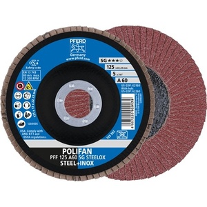 POLIFAN a SG STEELOX Disque de ponçage plat en inox 125 mm avec grain de corindon normal 60 VPE 10 pièces - Product Image 1