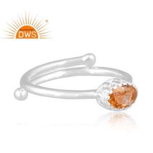 Latest Fine Sterling Silver Natural Citrine Gemstone <b>Adjustable</b> <b>Ring</b> Jewelry For Women Gift For Her - Product Image 3