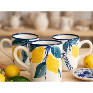 Mug en céramique 3D personnalisé, peint à la main, motif citron et marin, fait main, cadeau promotionnel - Product Image 6