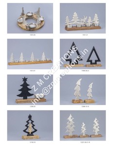 Modern Christmas <b>Miniature</b> Decoration Supplies Black Xmas Tree Twinkle Star Top Tealight Candle Jar Holder Aluminum & Wood <b>Base</b> - Product Image 4