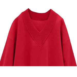 Sweat-shirt à col en V en polaire tricoté respirant coupe-vent brodé et gaufré marron pour femme, marque personnalisée, écologique - Product Image 4