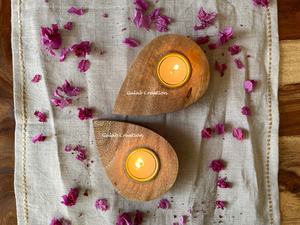 Ensemble de bougeoirs en bois de style INS faits à la main avec porte-bougies en métal forme de goutte unique décoration de noël cadeaux de faveur - Product Image 2