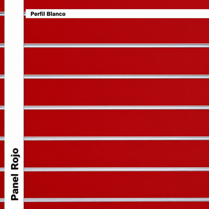 Paneles de Slatwall Reforzados Rojos de 19 mm Fabricados en España, con Inserciones de Aluminio Blanco de 1.2 mm, Paneles de Exhibición de 1200x1200 mm - Product Image 2
