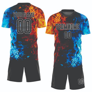 Ensembles d'uniformes de football pour hommes, coupe ajustée, respirants, séchage rapide, design rétro, 100% polyester, impression numérique - Product Image 1