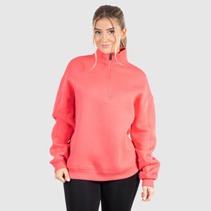 Vente en gros : Sweat à capuche pour femme en tricot ample, demi-zippé, confortable, coupe-vent, style décontracté, chaud, pour l'entraînement et la course - Product Image 1