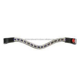 Luxury 3 Row Sparkling <b>Crystals</b> Diamante Chain Handmade Wave Shape Leather Horse Brow Band in Full Cob Oversize at <b>Cheap</b> Price - Product Image 2