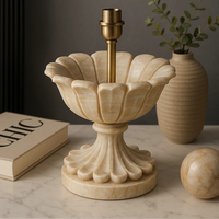 Base de lampe en marbre LED écologique sculptée artisanalement en pierre naturelle robuste décor de luxe moderne industriel table d'héritage/chevet