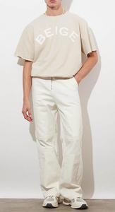 Streetwear pour hommes 100% coton surdimensionné personnalisé GSM T-Shirt qualité supérieure cousu blanc Design Beige - Product Image 2