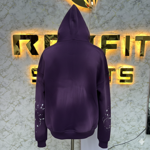 Sweat à capuche en molleton pour homme, style streetwear, avec fermeture éclair, effet délavé à l'acide, personnalisable avec votre logo, orné de strass - Product Image 2