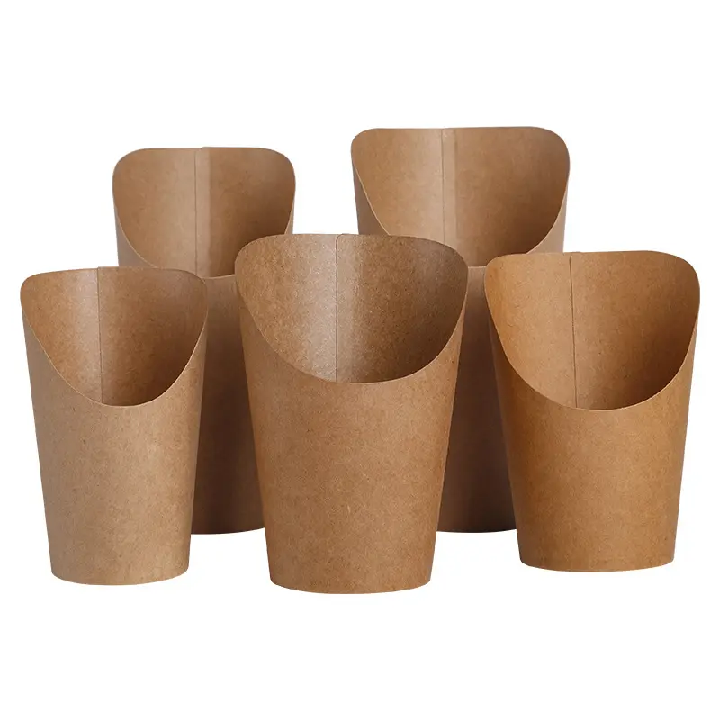 Kraft kağıt patates kızartması fincan parti pişirme malzemeleri 12 oz tek kullanımlık fabrika paket kağıt bardak