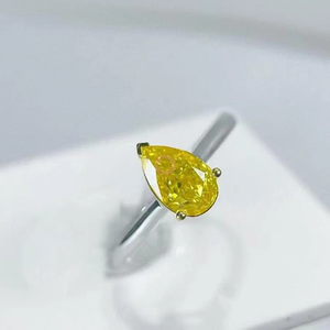 1CT แฟนซีลูกแพร์สีเหลืองสดใสสำหรับปลูกในห้องปฏิบัติการได้รับการรับรอง GIA/IGI แหวนทองคำชุบเงิน925แหวนครบรอบแหวนชั้นดี - Product Image 3