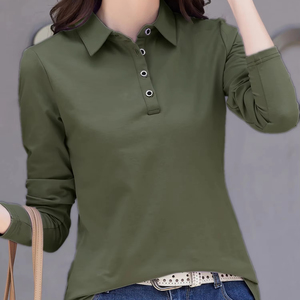 Polos 100% de algodón al por mayor para mujer, camisa de manga larga de alta calidad para mujer, polos elegantes de secado rápido - Product Image 1