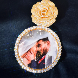 Hip Hop joyería fina imagen personalizada colgante Iced Out Flower Charm Moissanite Collar personalizado foto 925 colgante de plata - Product Image 1