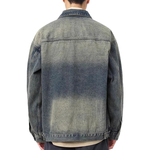 Men's Washed <b>Denim</b> Jacket Casual Loose Fit Turn-down Collar Button-up Solid Color Cotton <b>Coat</b> for Autumn - Product Image 3