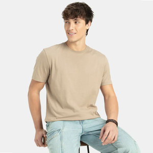 Camiseta Clásica para Hombre, Cuello Redondo, Corte Ajustado, Manga Corta, Color Camel Brown, Camiseta Esencial de Algodón con Cuello Redondo y Corte Ajustado - Product Image 5