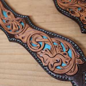 Western Horse Tack Set Cow Leather Hand Carved Design Breastplate With Sunflower Beaded Pattern from Direct Factory - Product Image 5