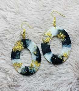 Hand-Painted Dhokra Resin Earrings, Artistically Crafted Statement <b>Accessory</b> for Women | <b>Ethnic</b> Jewelry for All Occasions - Product Image 1