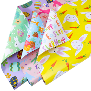 <b>Easter</b> Themed Biodegradable Recyclable Disposable Art <b>Paper</b> <b>Wrapping</b> <b>Paper</b> Set Cartoon Bunny Egg Carrot Patterns for Florist - Product Image 1