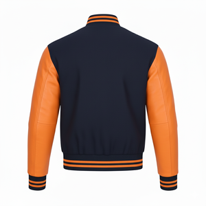 Chaqueta con letras informal ajustada para hombre de calidad superior, moda universitaria personalizada, logotipo frontal de cuero genuino de alta calidad a prueba de viento - Product Image 2