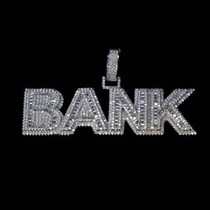 Pendentif rond et baguette en diamant Moissanite VVS pour pendentif de style Hip Hop cadeau de mariage pour homme en argent sterling 925 - Product Image 2