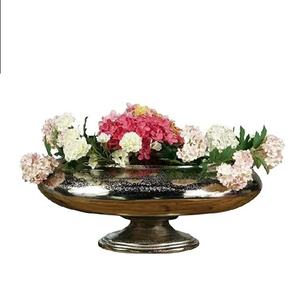 Pot de fleurs rond en métal vintage, finition bronze antique, fait à la main, vase à fleurs d'intérieur et d'extérieur pour la décoration de la maison et du jardin - Product Image 1