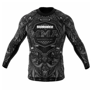 Vêtements de sport unisexes à manches longues UPF 50 Imprimés par transfert thermique Rashguard personnalisé pour le BJJ MMA Surf Compression Spandex/Polyester - Product Image 1