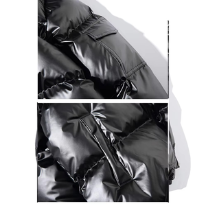 Chaqueta acolchada de poliéster 100% con cuello levantado azul marino para hombre personalizada a granel al por mayor, impermeable y resistente al viento personalizable - Product Image 2