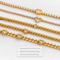 Bracelet Tennis Iced Out en Acier Inoxydable Plaqué Or 18K avec Zircons Cubiques pour Femme – Luxe Léger, Vente en Gros