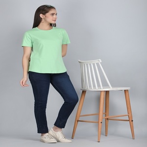 Gran oferta de verano, camisetas de algodón personalizadas para mujer, camiseta regular de cuello redondo con tela vaquera gráfica 3D, excelente para trajes - Product Image 1