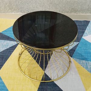 SFBT005 Modern Style Metal Frame <b>Sofa</b> <b>Table</b> with Clock Sandglass Gold and <b>Black</b> Tempered Glass Decorative Feature - Product Image 4